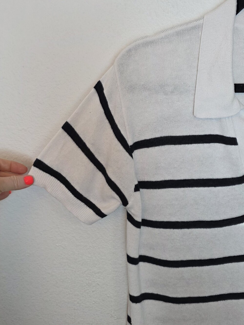 J CREW White Striped Linen-Blend Short Sleeve Polo Sweater Top Coastal 2024 Sz S - Picture 5 of 12